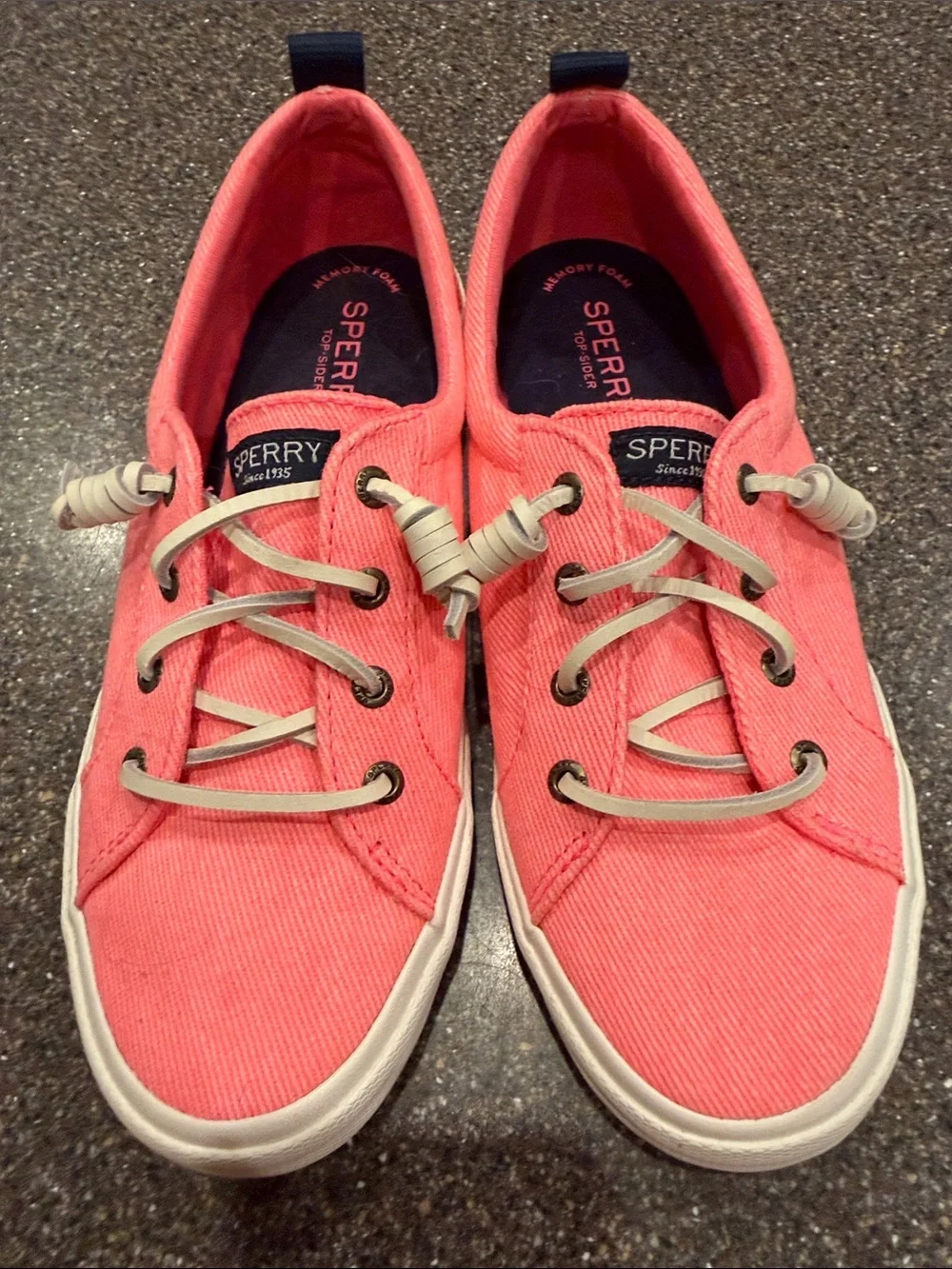 Sperry Coral-Pink Canvas Slip-On Sneakers